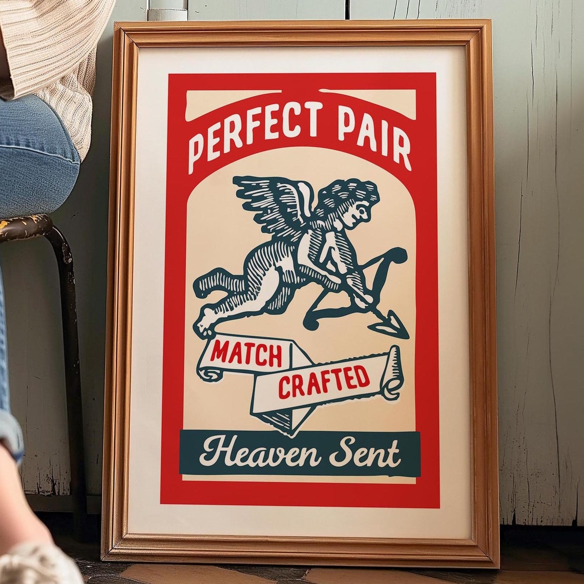 Perfect Pair Match Crafted Heaven Sent Cupid Valentine Poster