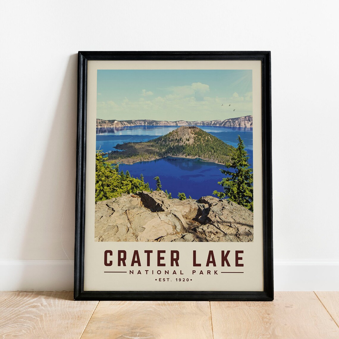 Crater Lake National Park Vintage Poster, Minimalist Art