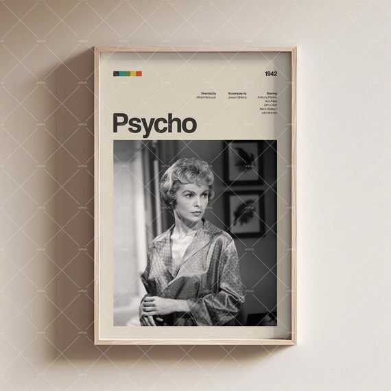 Psycho 1960 Alfred Hitchcock Janet Leigh Classic Horror Thriller Poster