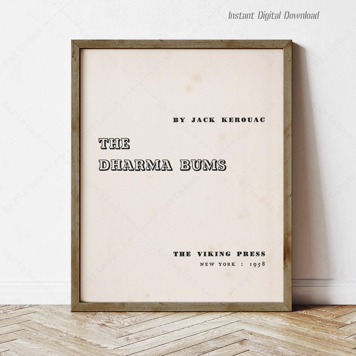 Jack Kerouac The Dharma Bums 1958 Viking Title Page Book Art Poster