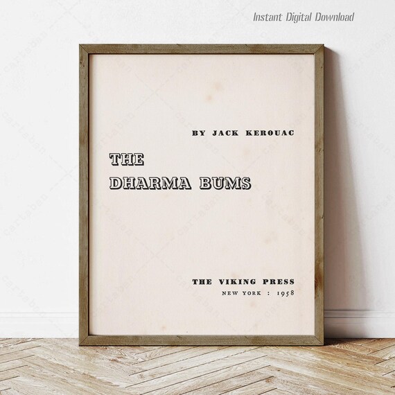 Jack Kerouac The Dharma Bums 1958 Viking Title Page Book Art Poster