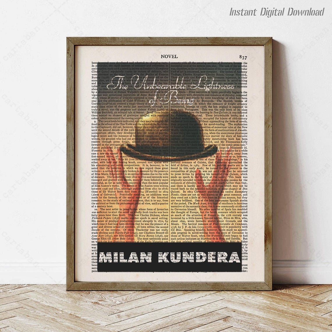 Milan Kundera The Unbearable Lightness Of Being Book Cover Art Poster