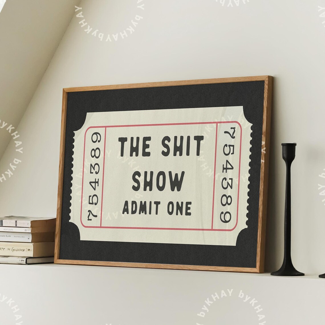 The Shit Show Ticket, Retro Funny Bathroom Poster