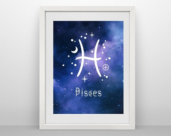 Pisces Zodiac Wall Art Gift For Her Astrology Wall Art Instant Star Sign Prints Wall Art