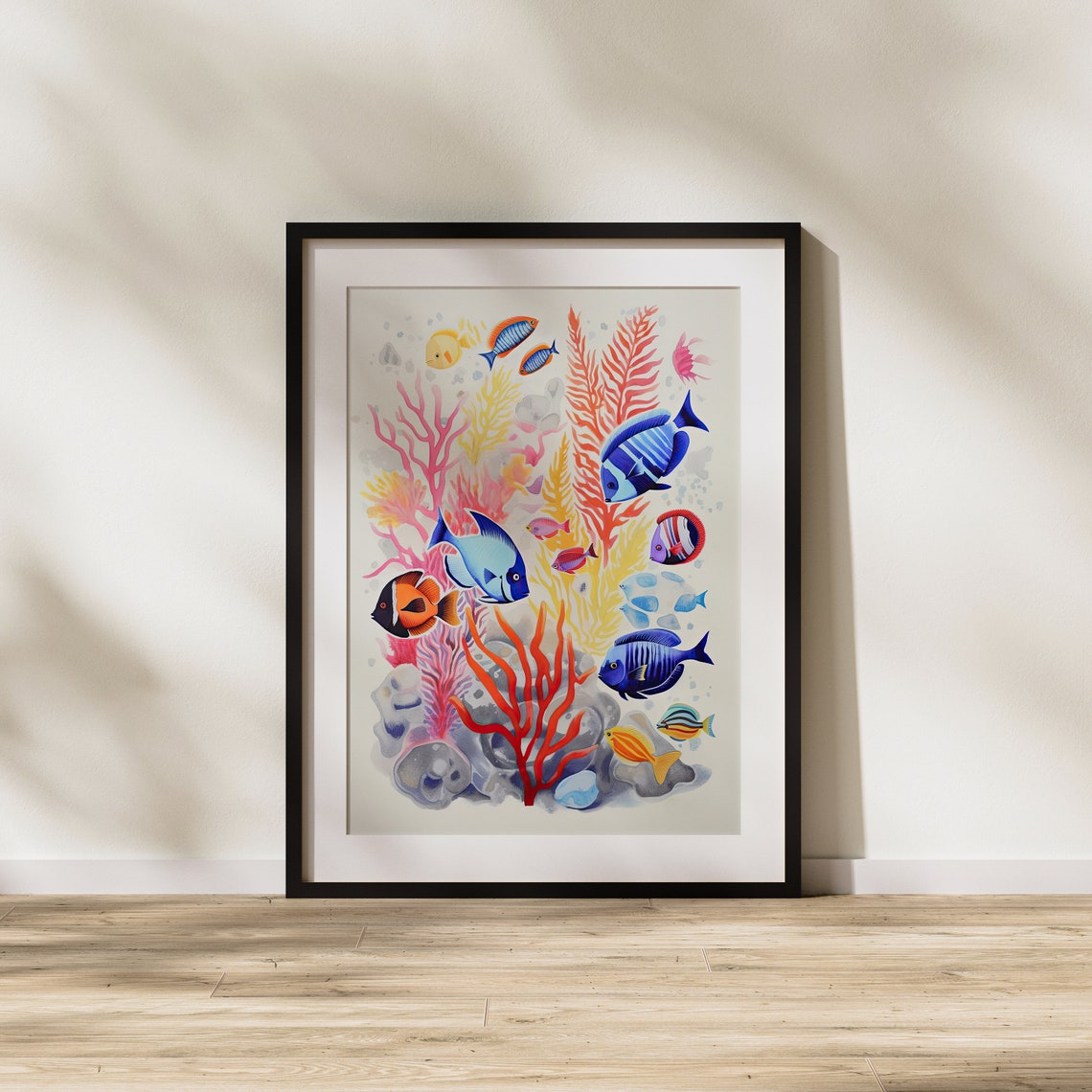 Coral Reef Fish with Red Coral Bright Tropical Ocean Art Poster - Image 3
