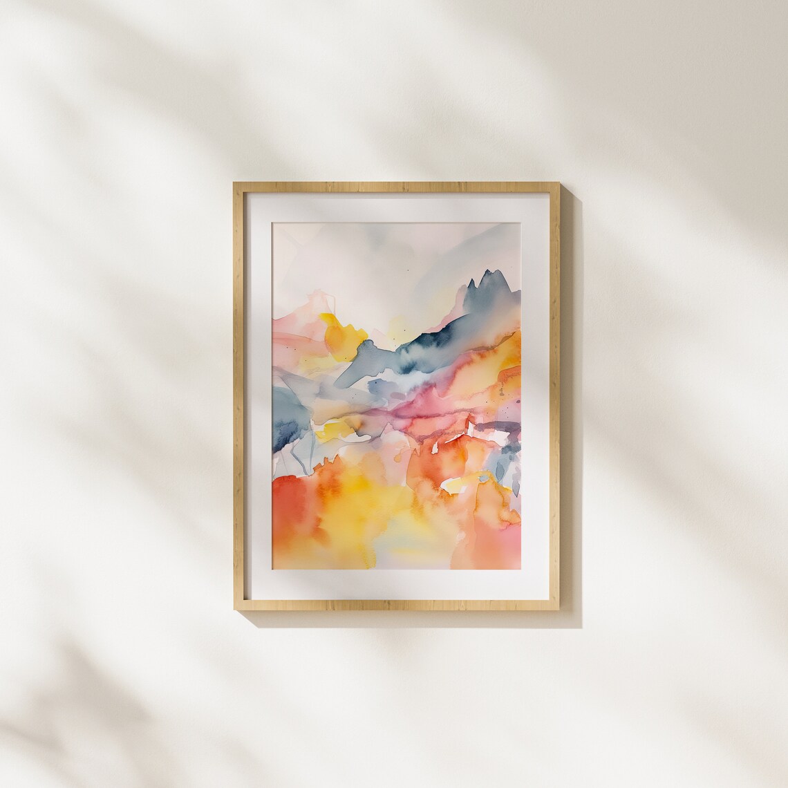 Soft Pastel Abstract Landscape Watercolor Wash Pink Yellow Art Poster