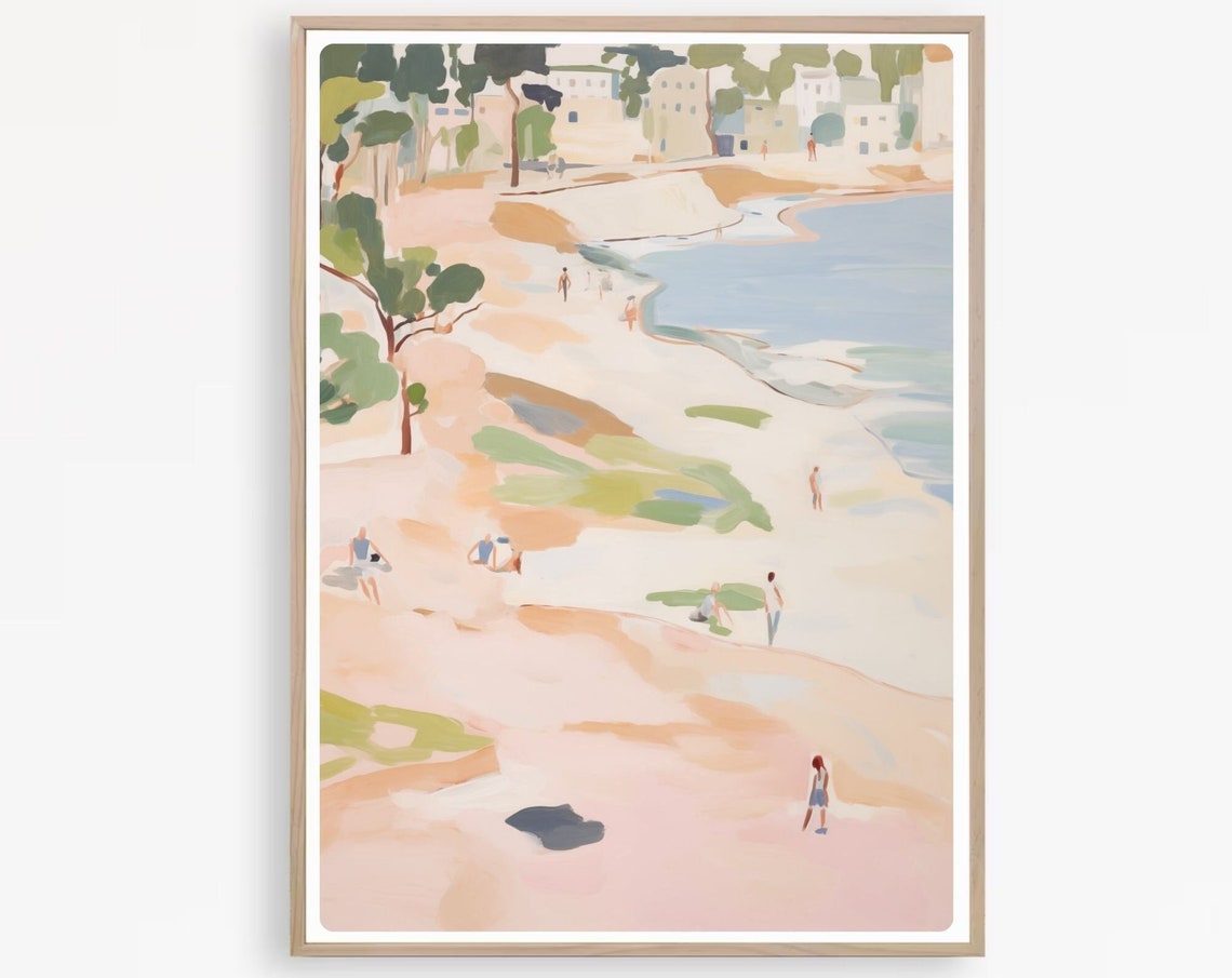 Lazy Summer Beach Bathers On Pastel Sand Dunes Watercolor Poster