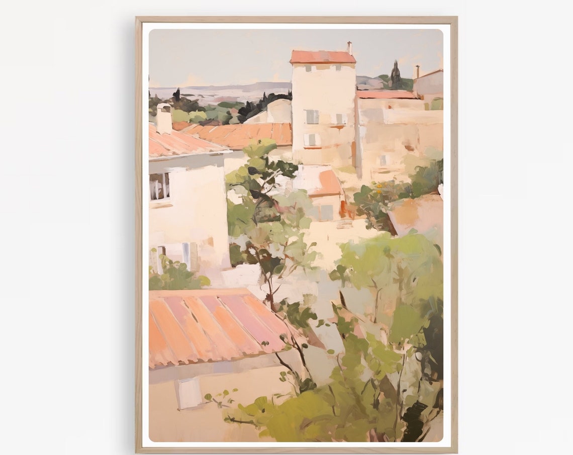 Provence France Terracotta Rooftops Hilltop Village View Poster