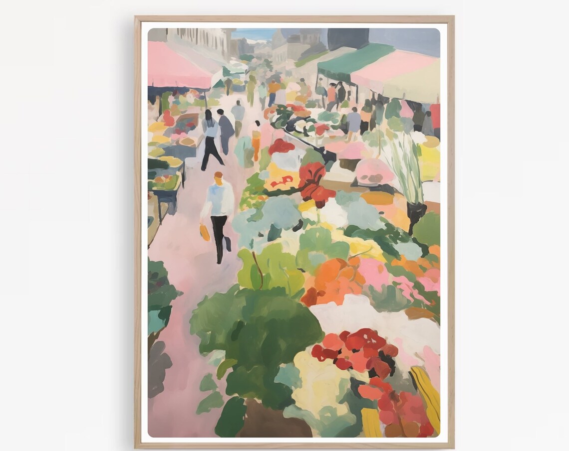 French Flower Market Street With Colorful Blossom Stalls Poster