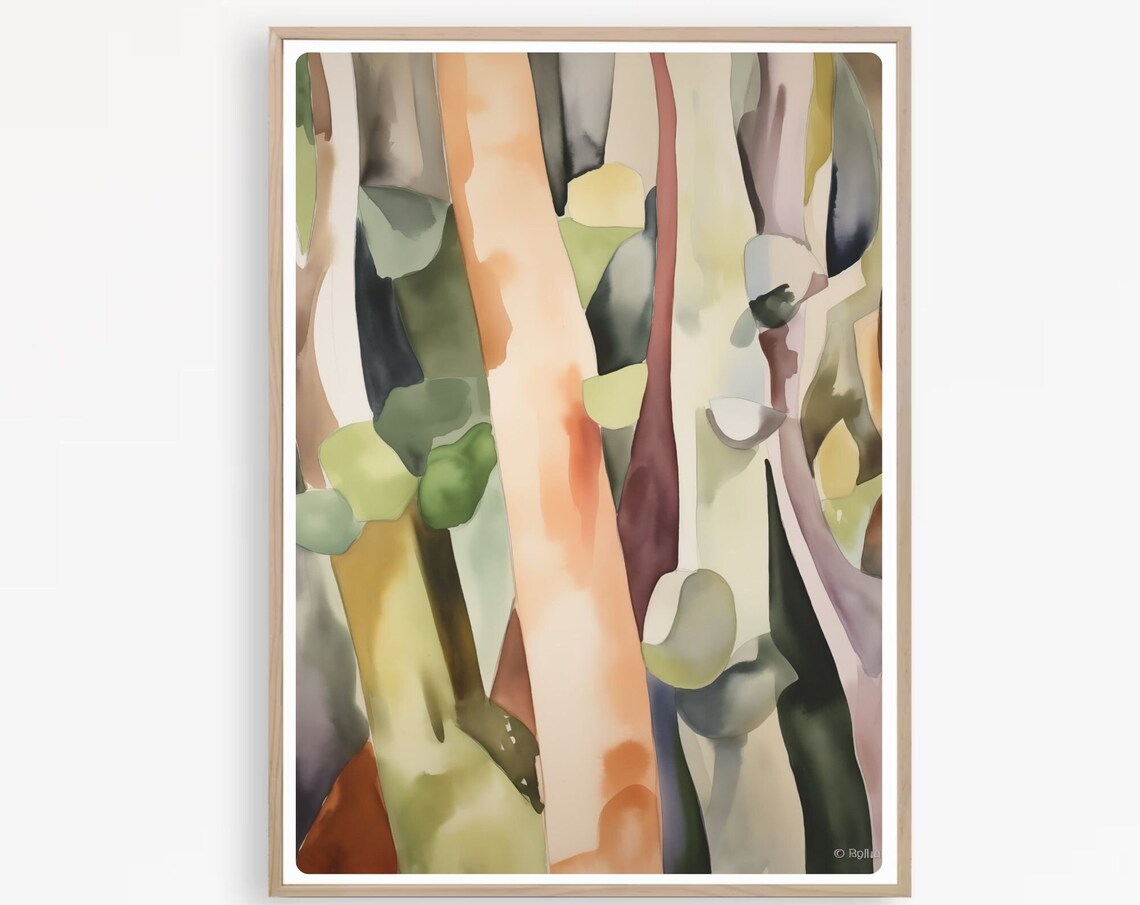 Abstract Tree Painting, Colorful Gum Tree Art