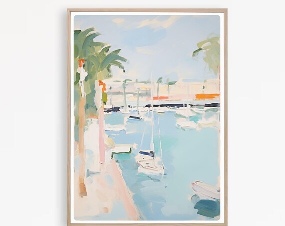 Palma Mallorca Harbor, Abstract Watercolor Art Print