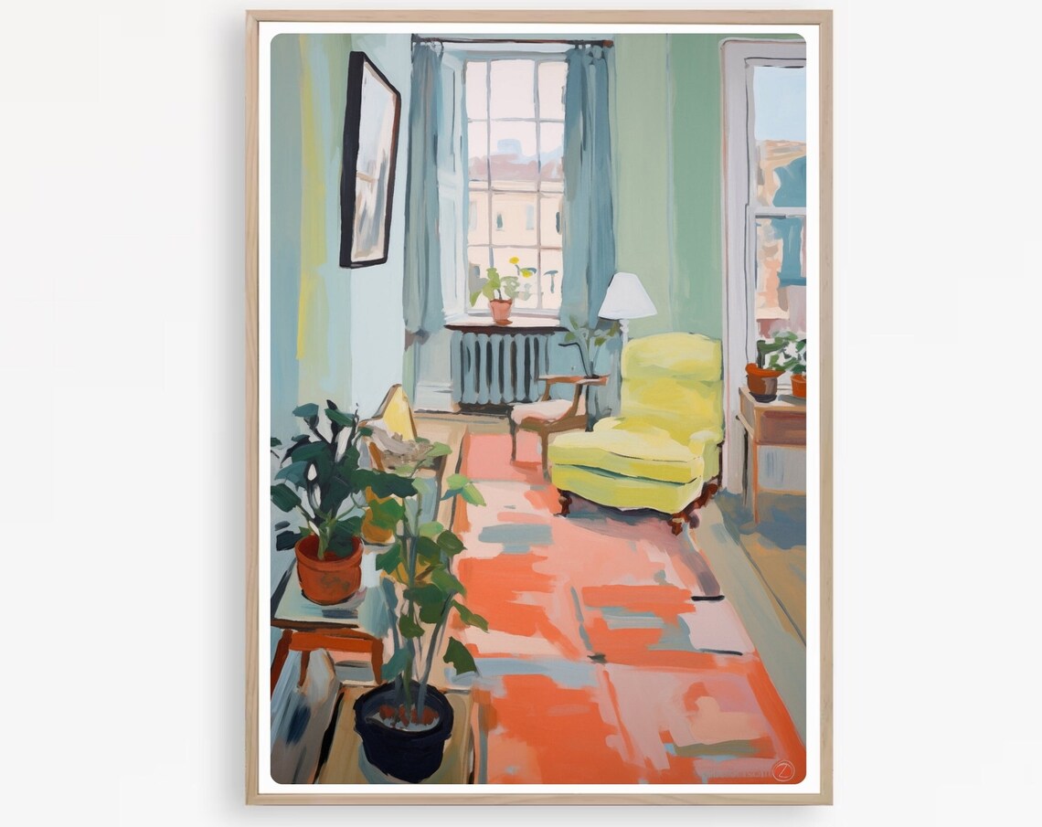 Still Life Room Retro Living Room Art Print