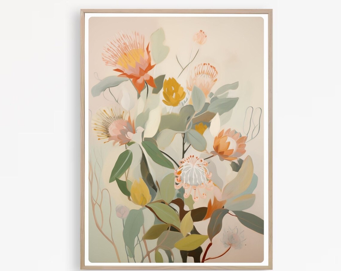 Abstract Native Flower Art Print, Boho Botanical