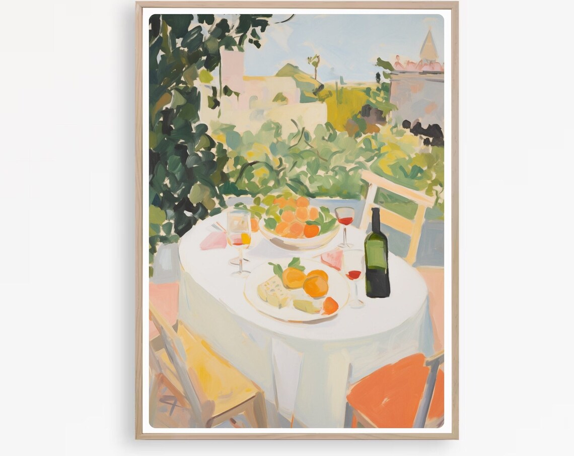 Summer Garden Table, Italy Food And Wine Art Print
