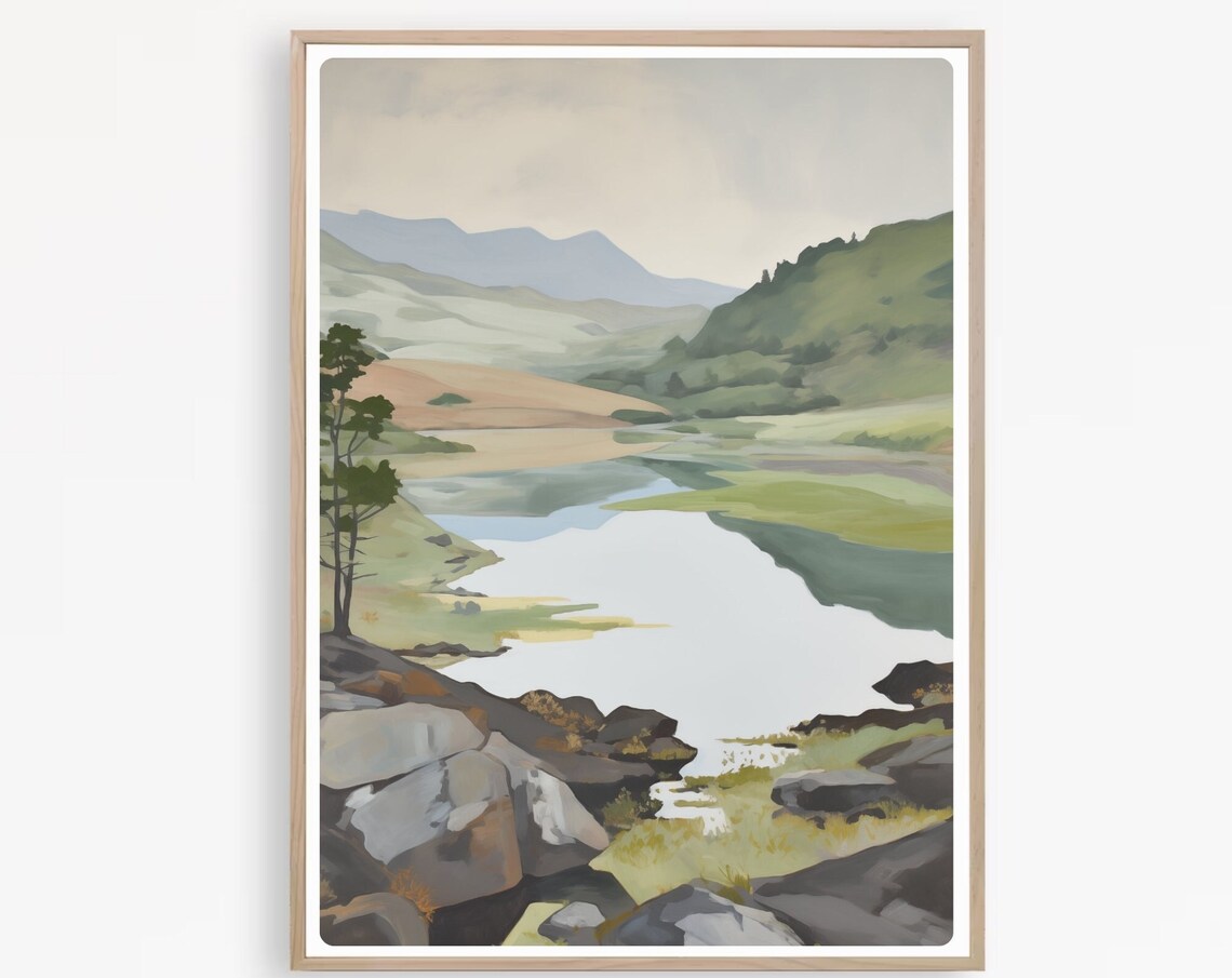 Windermere England Painting, Lake District Art Print