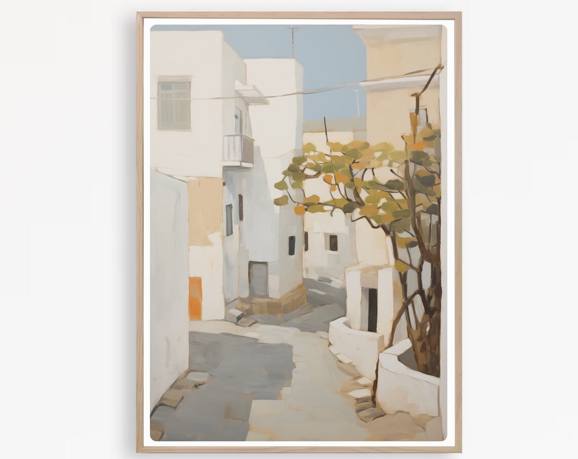 Greece Greek Village Street Scene Travel Poster