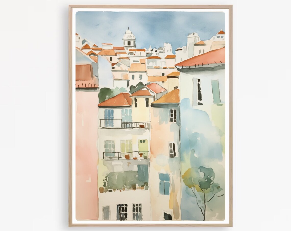 Lisbon, Portugal Watercolor Travel Poster Print