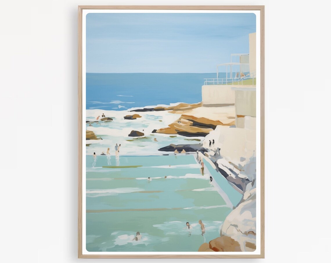 Bondi Beach and Icebergs Pool Australian Travel Poster