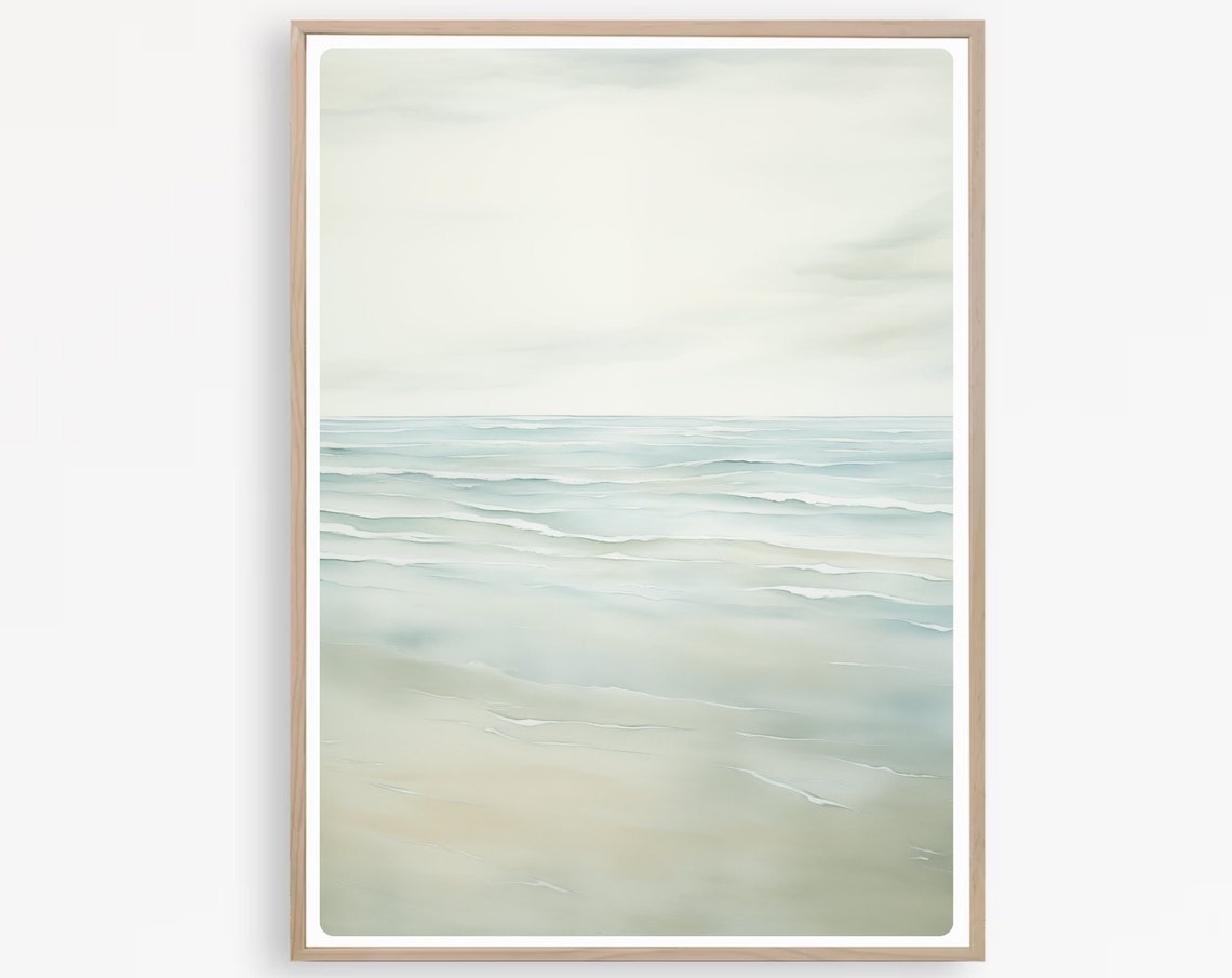 Tranquil Muted Minimalist Ocean Seascape Calm Water Art Poster