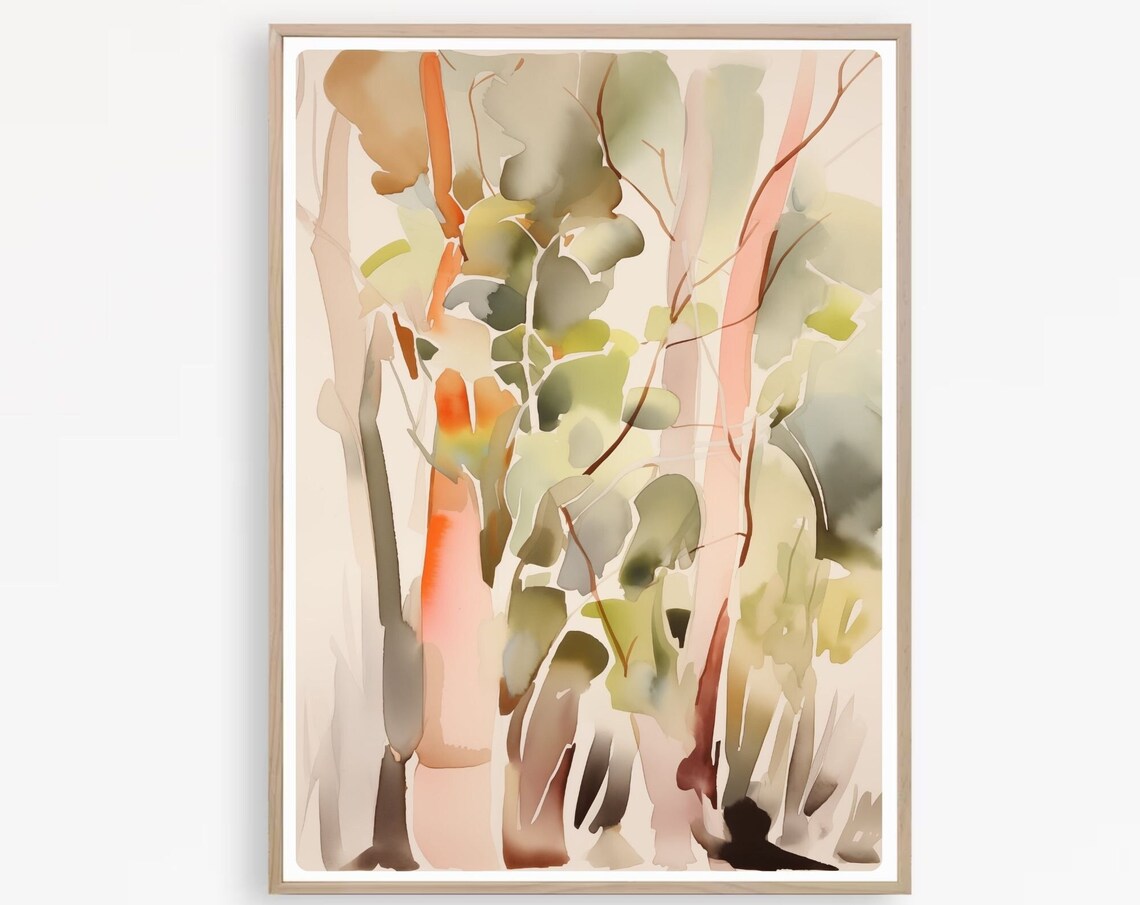Abstract Eucalyptus Tree Watercolor Art Print