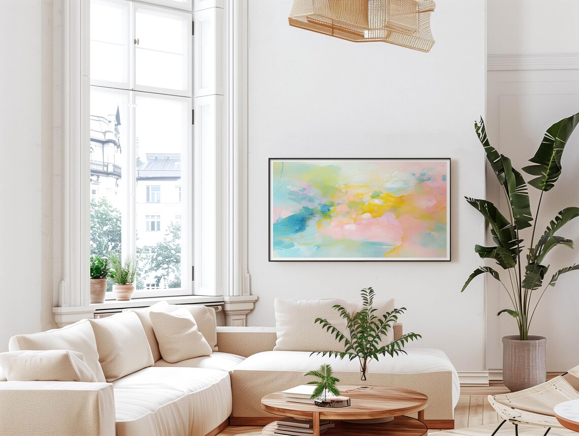 Pink Yellow Watercolor Abstract Painting With Gold Veins Art Poster - Image 5