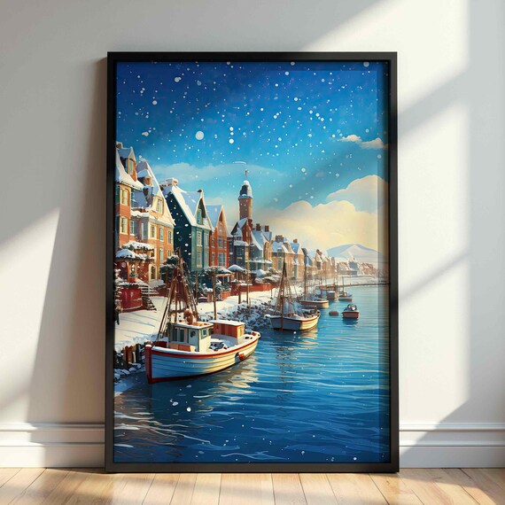 Christmas Wall Sea Vintage Holiday Decor Retro Cozy Festive Designs Instant Art Cute Trendy