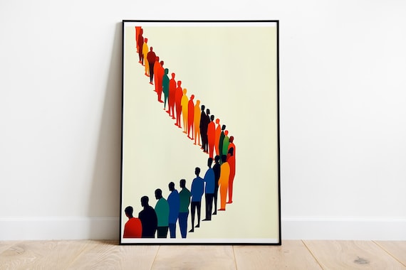 People Standing Line Minimalist Illustration Art Print