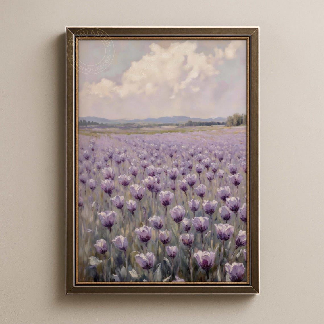 Lavender Field Purple Tulips Countryside Landscape Wall Poster