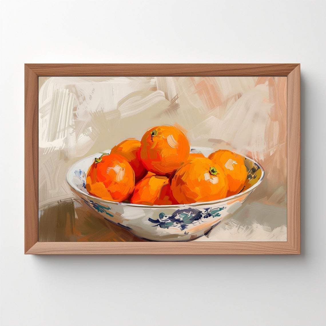 Bowl Of Oranges Still Life Oil Painting Citrus Kitchen Wall Art