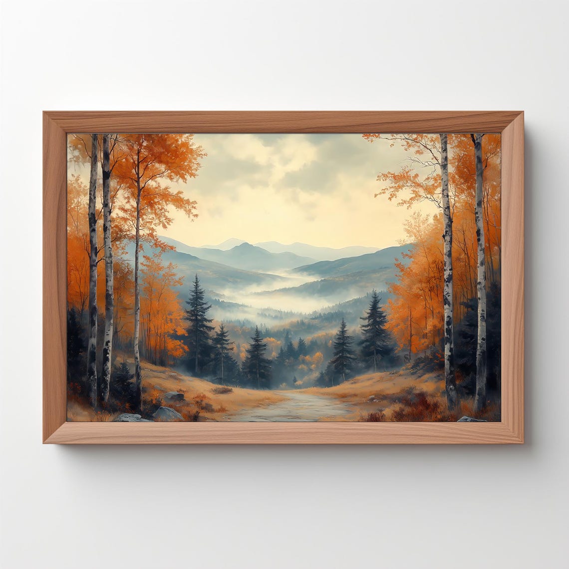 Rustic Fall Landscape Print Vintage Autumn Moody Countryside Farmhouse Decor Fall Wall Print Autumn Earth Tone 376