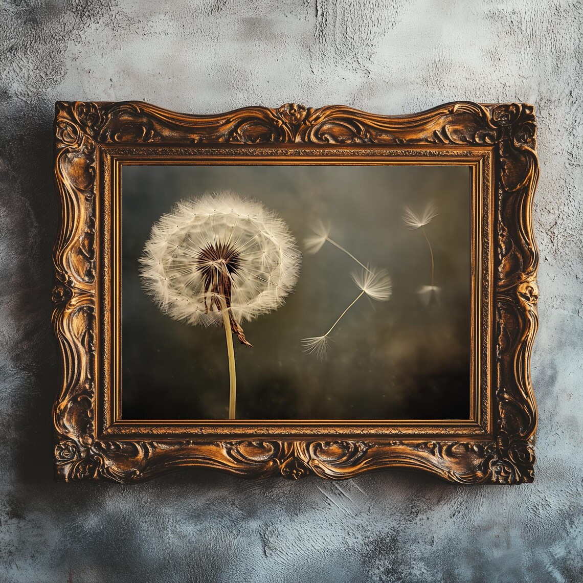 Dandelion Antique Oil Painting, Gothic Floral Art - Image 5
