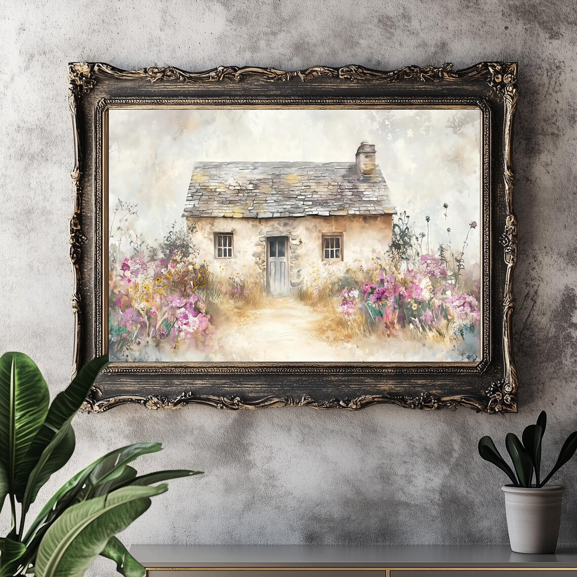 Vintage Stone House, French Countryside Art Print - Image 2
