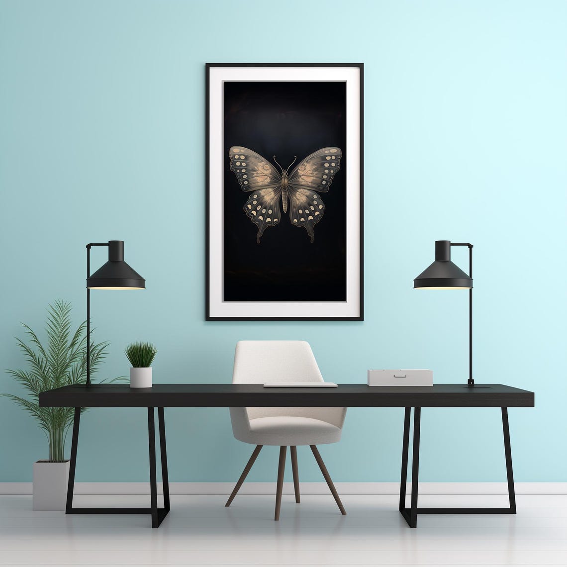 Dark Gothic Butterfly Black Background Vintage Specimen Style Poster - Image 3