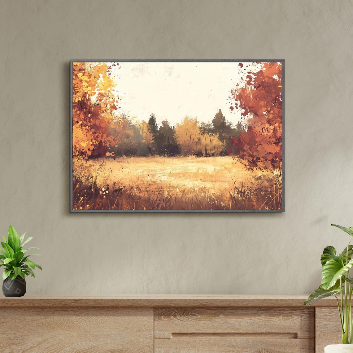 Autumn Meadow Golden Grass Orange Foliage Vintage Nature Art Poster - Image 4