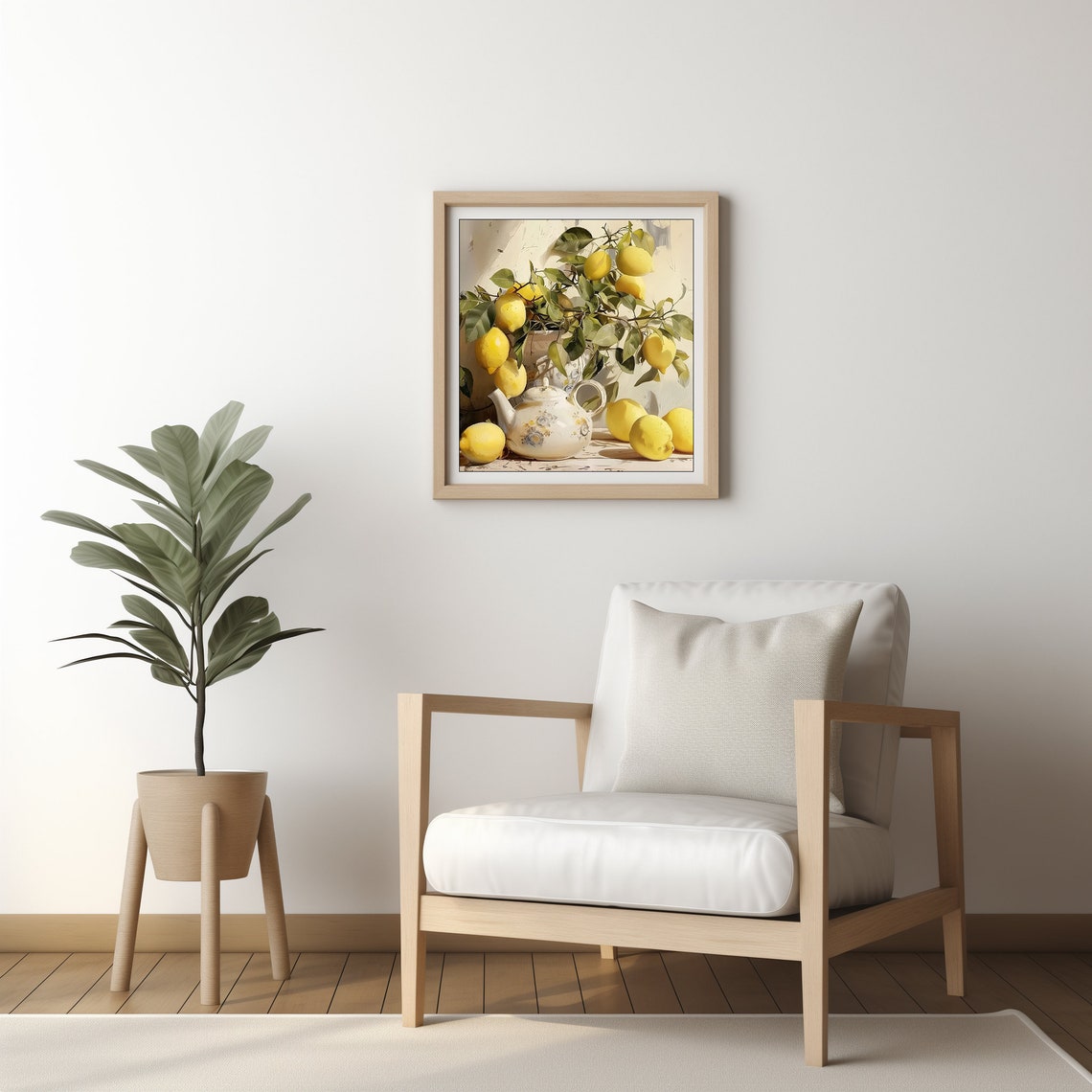 Sunlit Lemons Floral Teapot French Country Kitchen Still Life Poster - Image 2