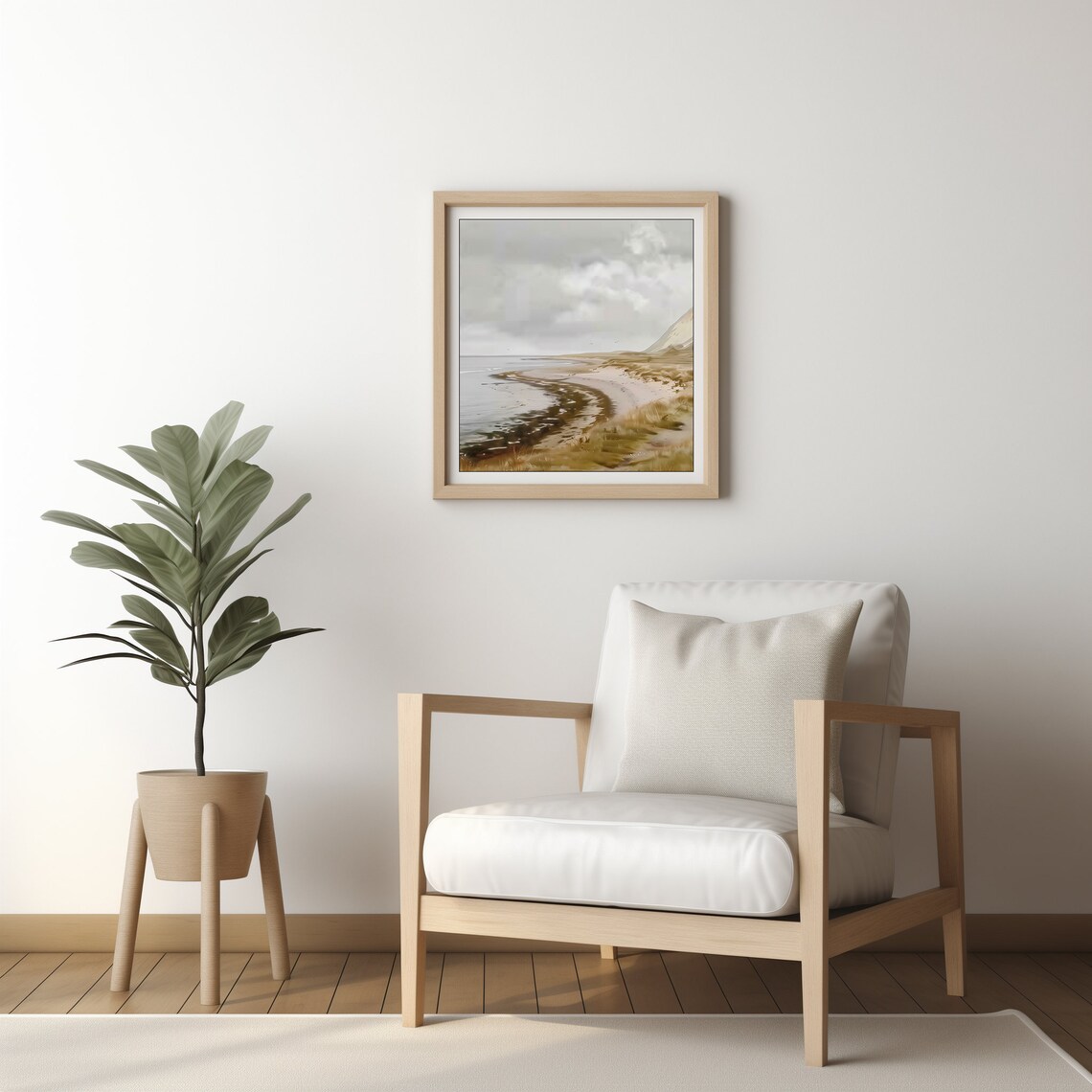 Muted Seaside Coast With Sand Dunes Moody Beach Landscape Poster - Image 3
