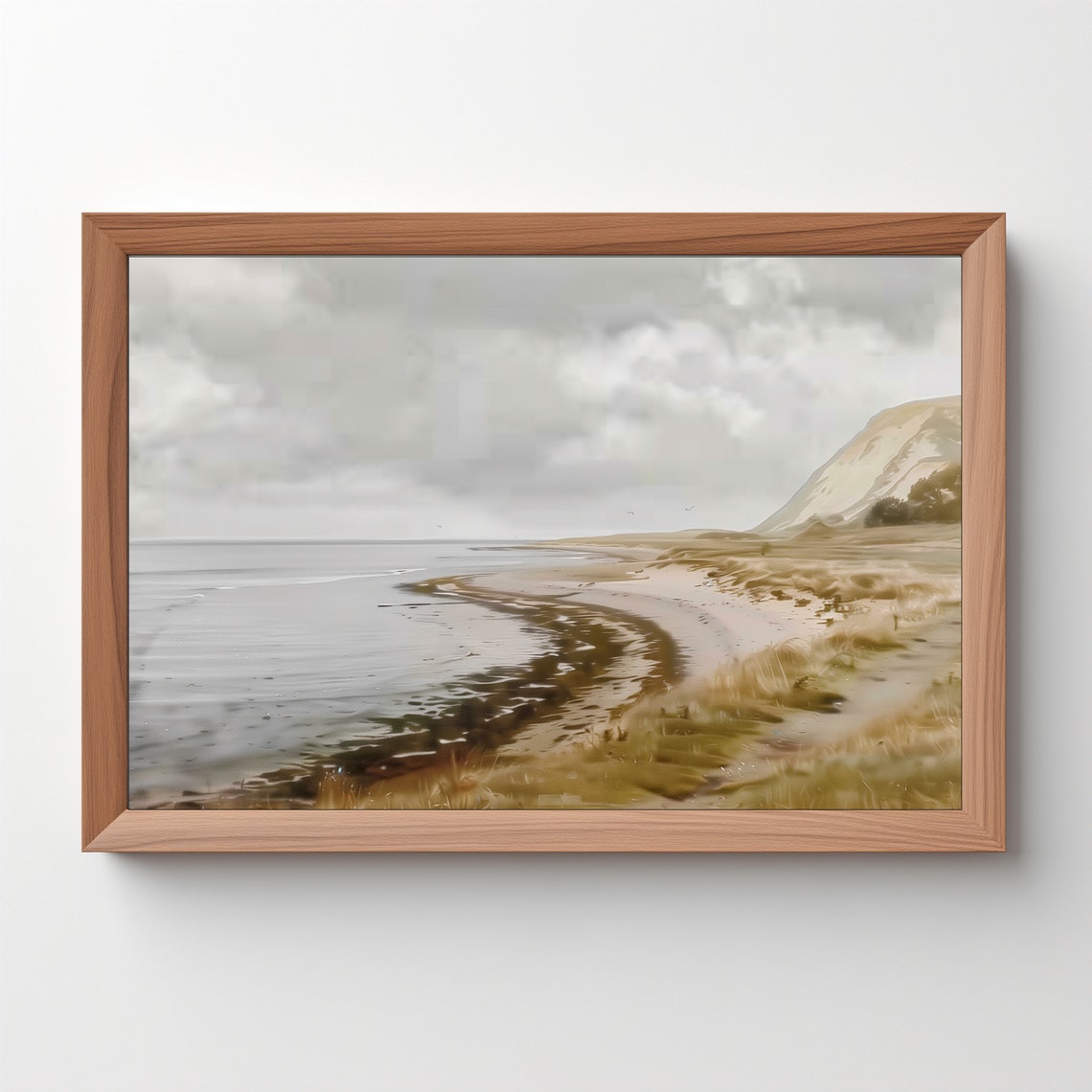 Muted Seaside Coast With Sand Dunes Moody Beach Landscape Poster - Image 5