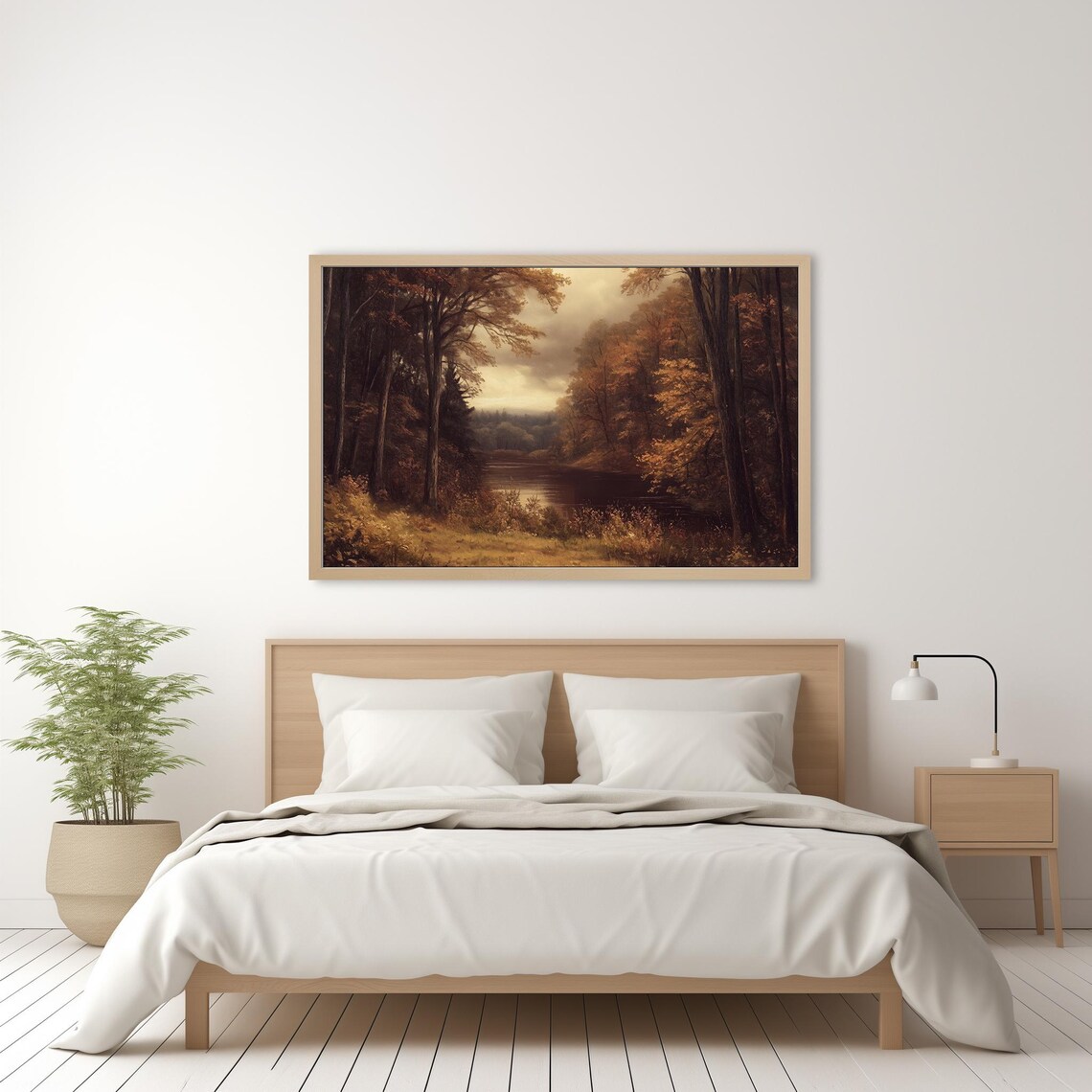 Dark Moody Fall Landscape, Vintage Art Print - Image 2