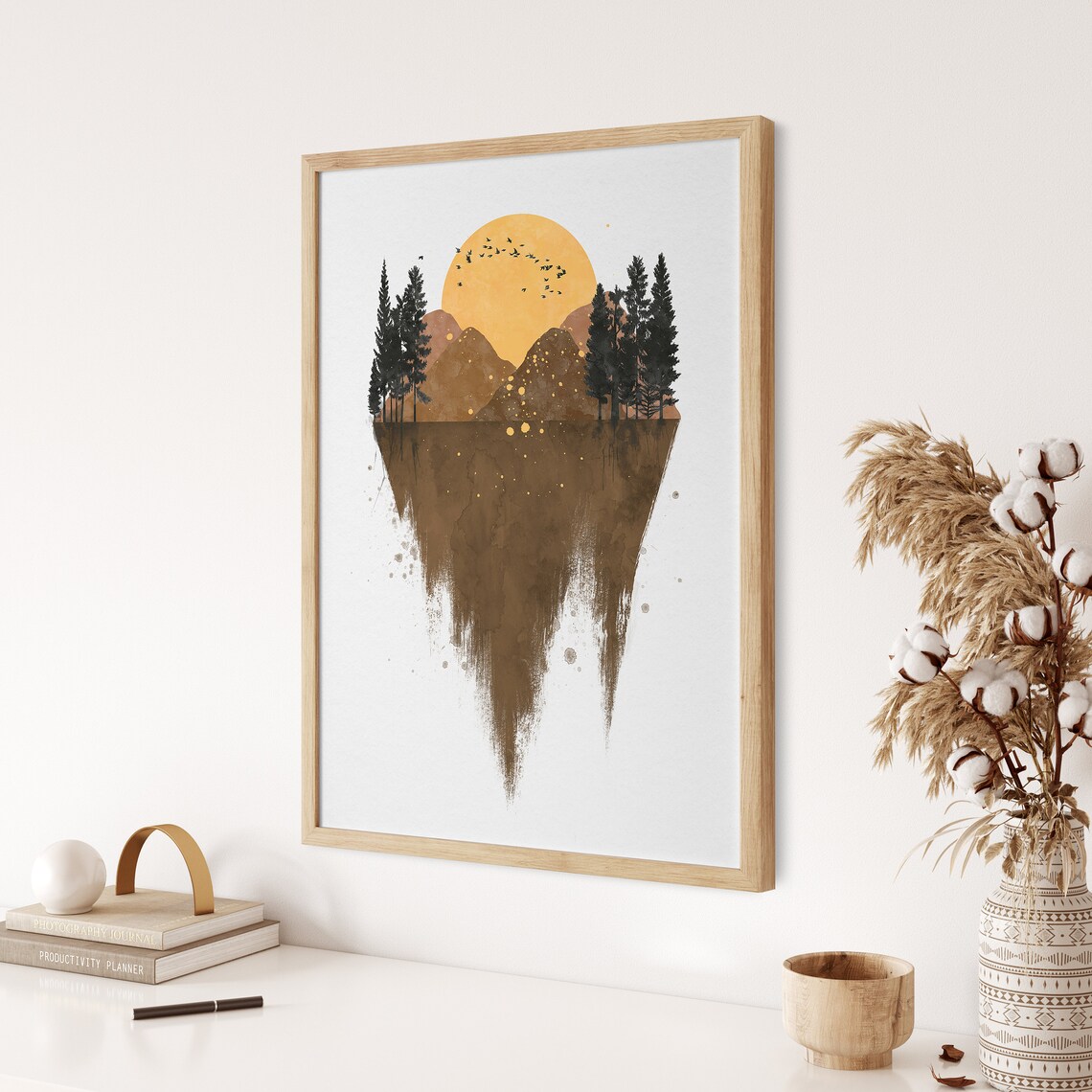 Watercolor Mountain Landscape Art Print, Boho Nordic - Image 3