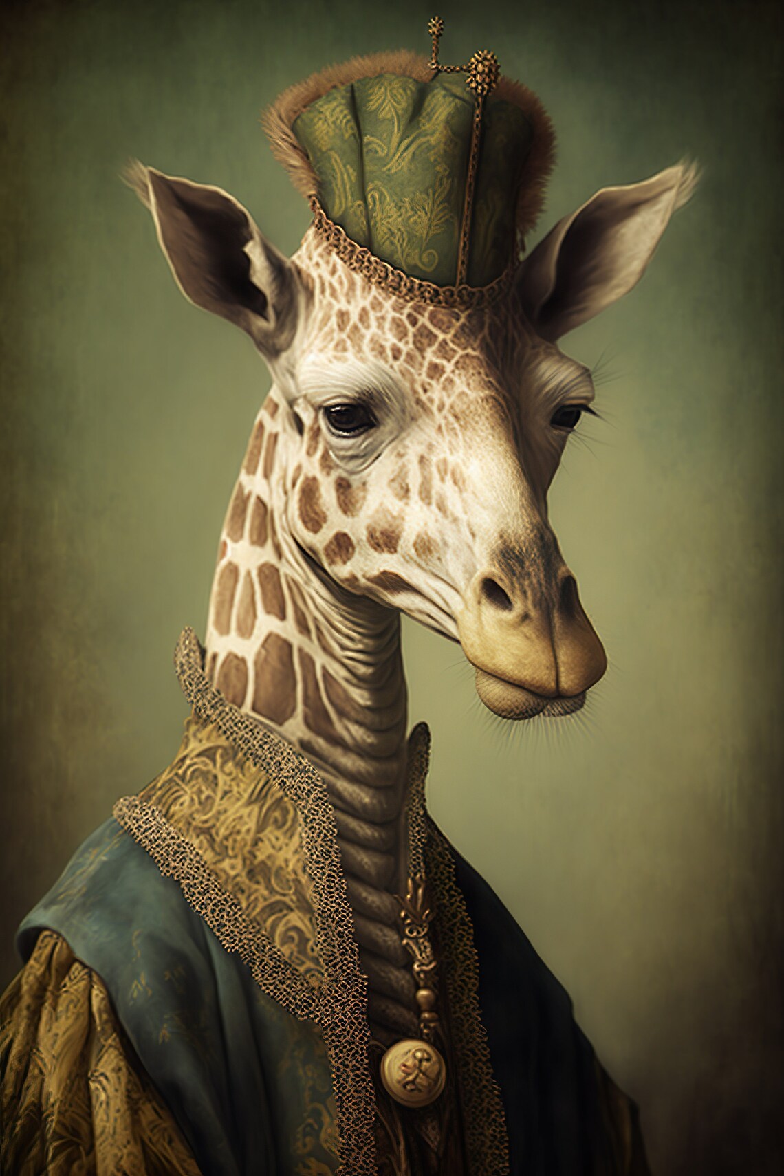Aristocratic Giraffe Funny Animal Portrait Art Print