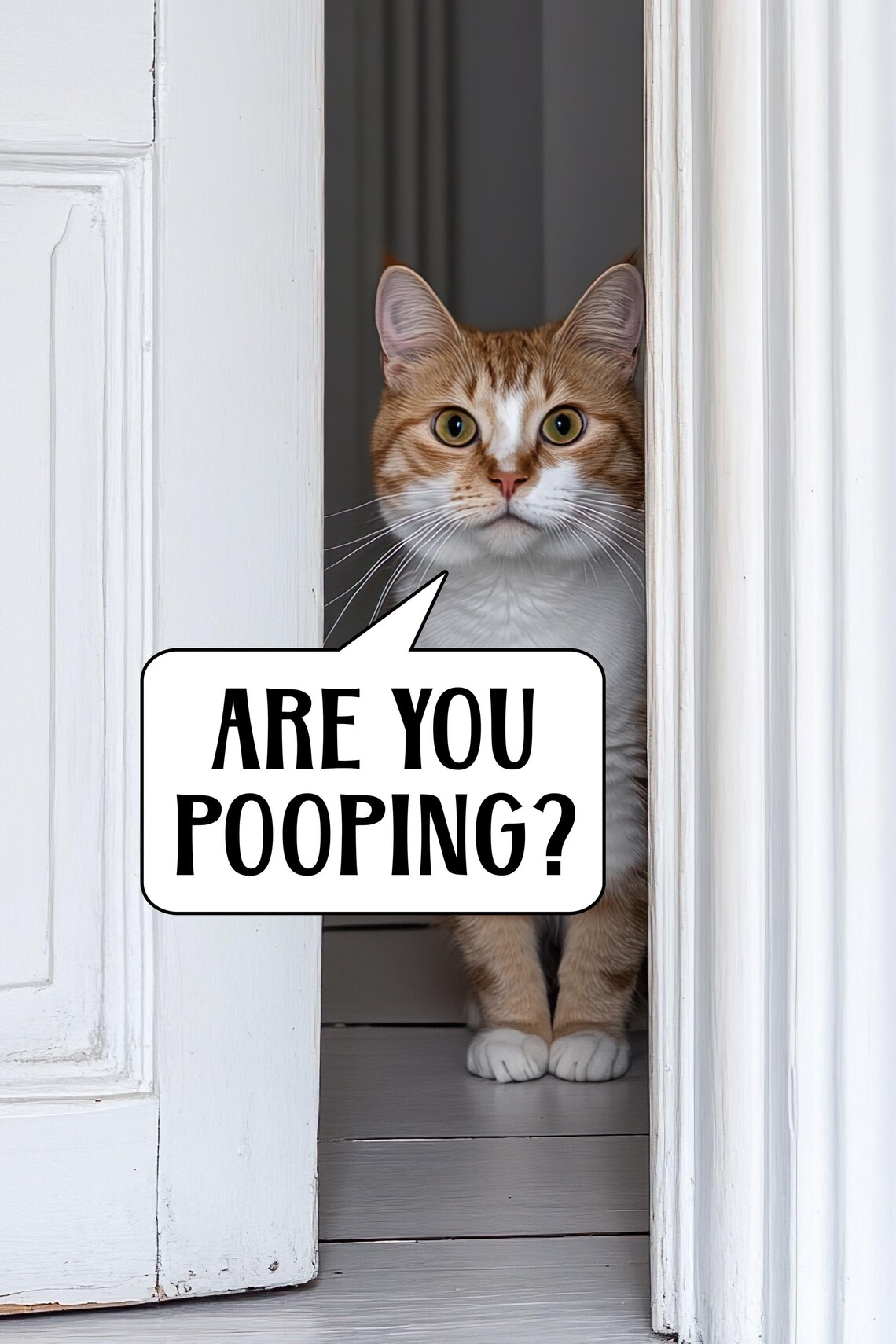 Are You Pooping Cat Funny Bathroom Wall Art Print - Image 2