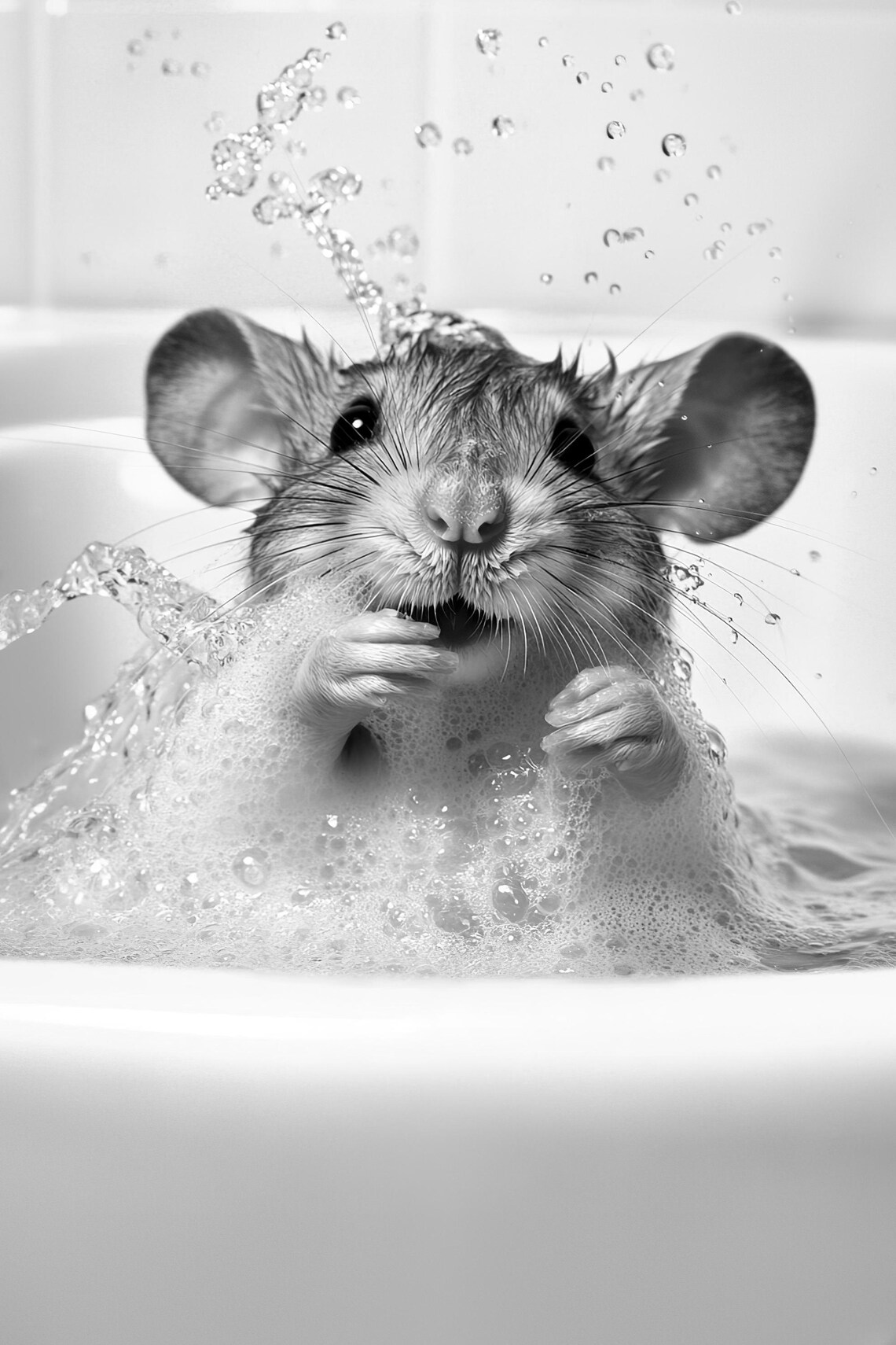 Mouse In The Bathtub Vintage Retro Animal Poster - Image 2