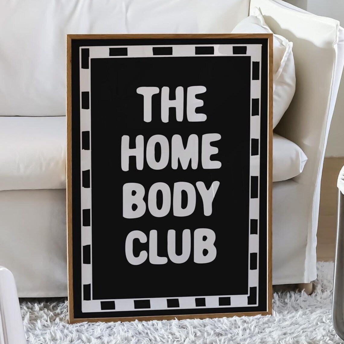 The Home Body Club Black Checkerboard Retro Trendy Typography Poster