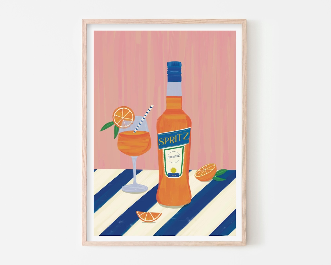 Aperol Spritz Art Print, Cocktail Still Life Poster