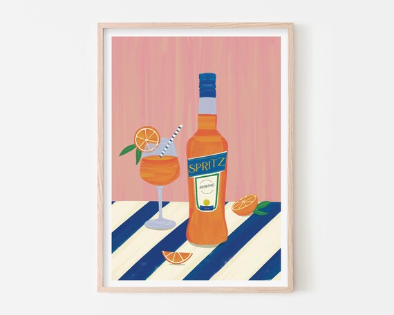 Aperol Spritz Art Print, Cocktail Still Life Poster