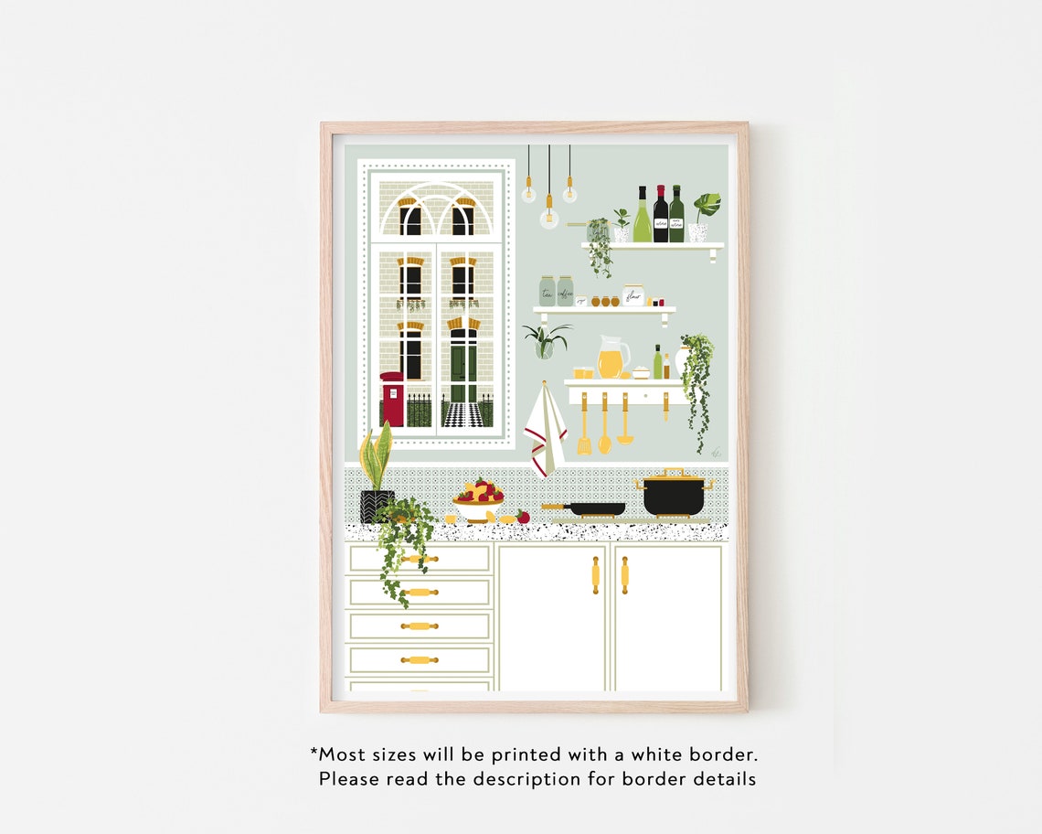 English Breakfast Kitchen Overlooking London Street Art Print - Image 2