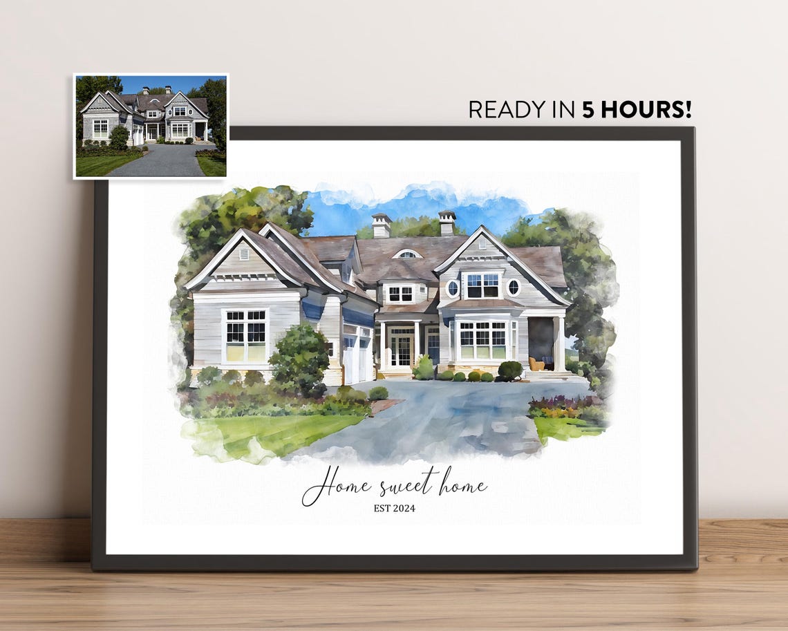 Custom House Portrait - Watercolor