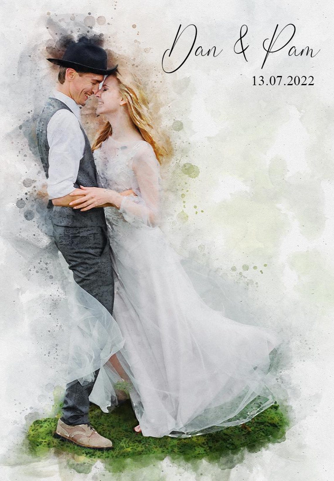 Custom Wedding Gifts Couple Portrait Art Print - Image 3