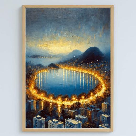 Rio Night Lagoon Wall Art Impressionist Print Highres 600 Dpi Pdf