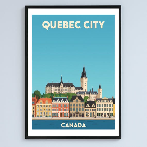 City Vintage Skyline Illustration Canada Travel Art Poster